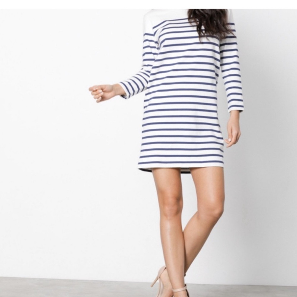 Polo Ralph Lauren Nautical Blue Cream Striped Sweater Dress Cotton
